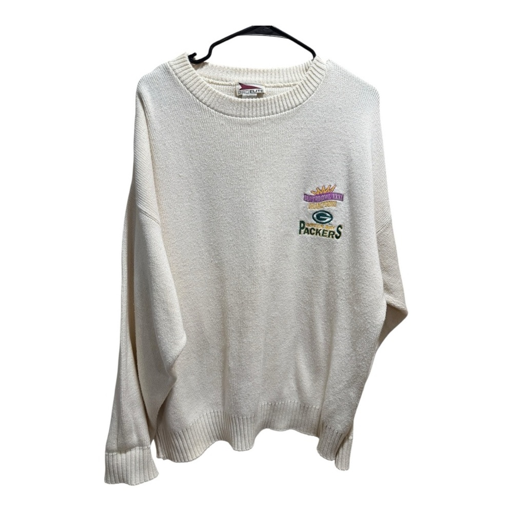 Vtg Pro Elite Green Bay Packers Super Bowl XXXI Champs 1996-97 Knit Sweater XL